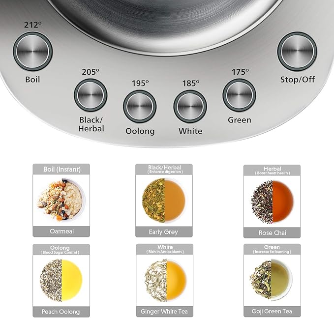 BUYDEEM K2423 Electric Tea Maker – 1.2L Stainless Steel & Schott Glass Kettle with Removable Infuser, Auto Keep Warm, BPA-Free