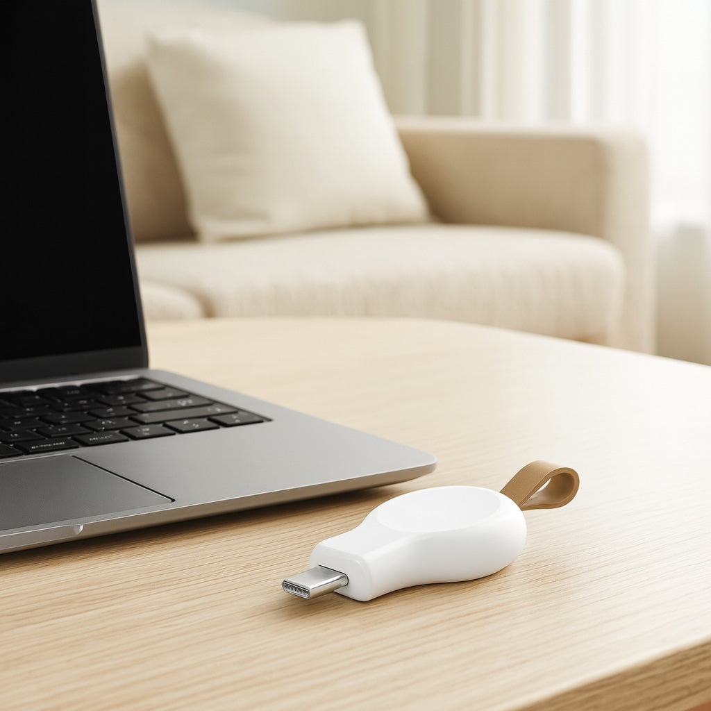Portable Magnetic Apple Watch Charger – Dual USB-C & USB-A Plug | Travel-Ready Wireless Dock (All Series, Ultra & SE)